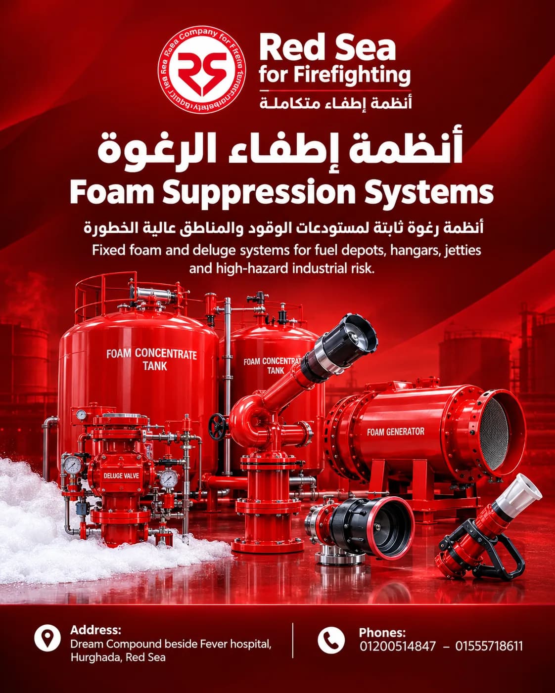 Foam Suppression Systems supplied by Red Sea for Firefighting